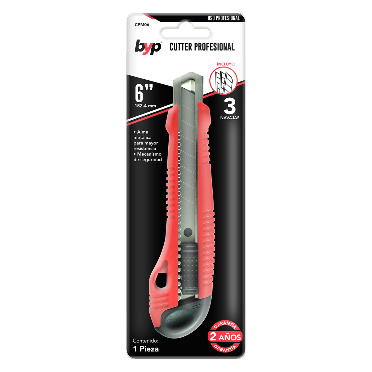 Cutter profesional metálico (incluye 3 navajas)