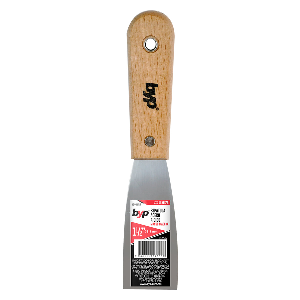 Espátula acero rigido con mango de madera