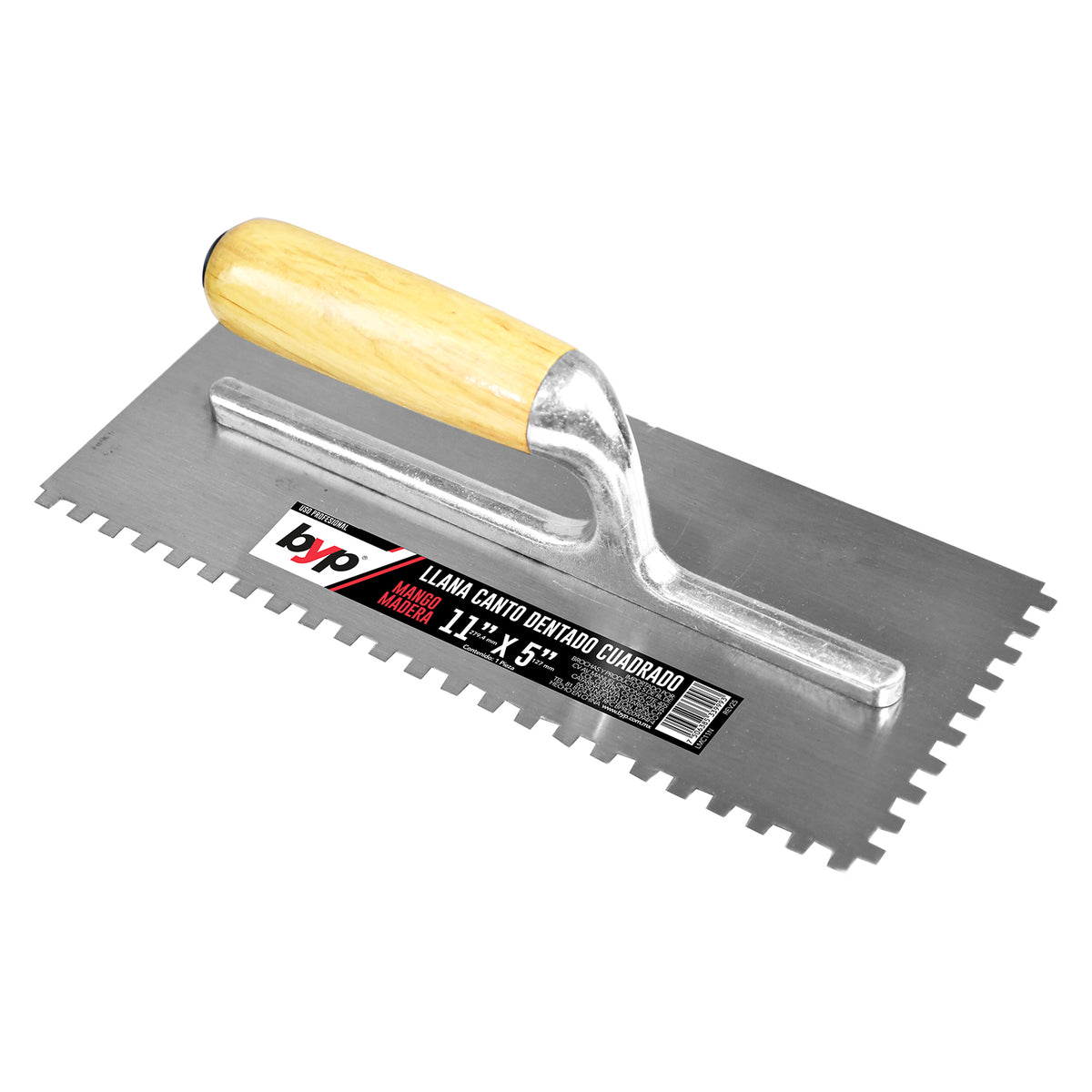 Llana canto dentado cuadrado con mango de madera 11" X 5"