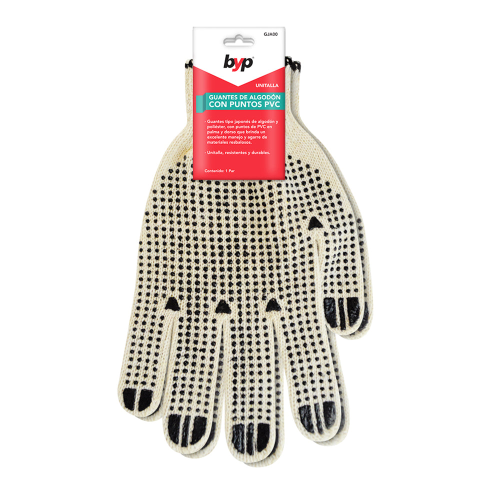 GUANTES DE ALGODÓN CON PUNTOS DE PVC - byp