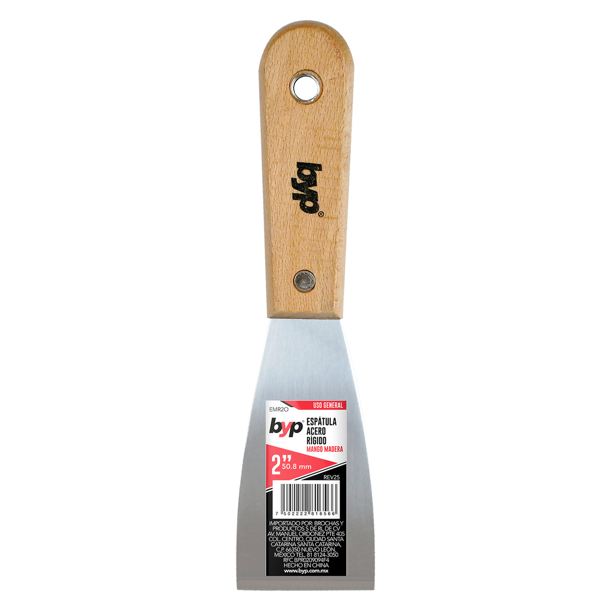Espátula acero rigido con mango de madera