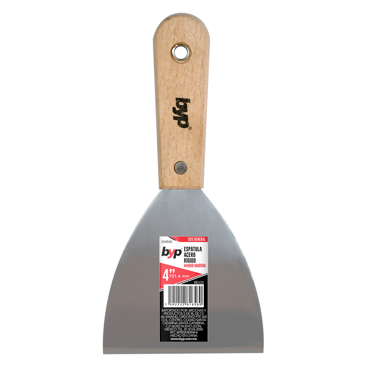 Espátula acero rigido con mango de madera
