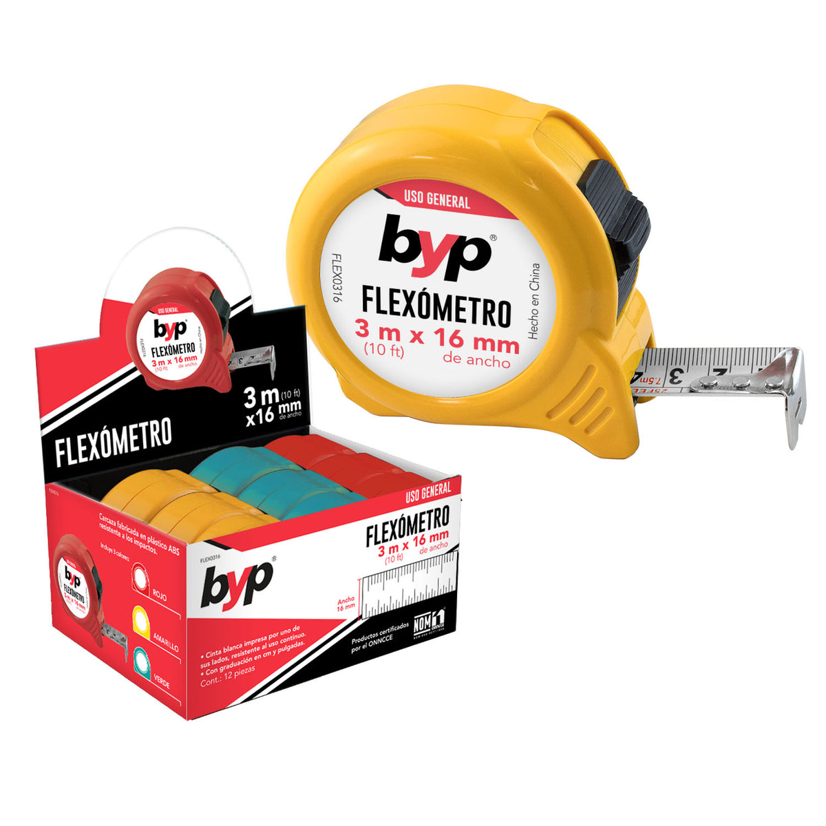 FLEXÓMETRO EN CAJA DE DISPLAY 12 piezas