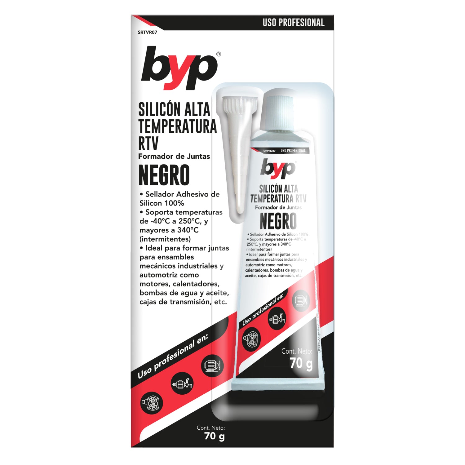 Silicon Alta temperatura RTV Negro 70g