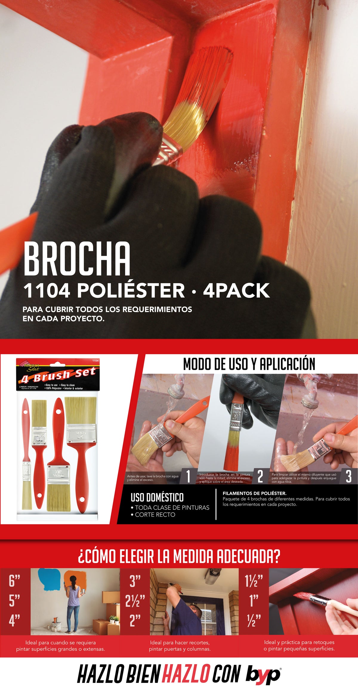 byp Brochas de poliéster | Para toda clase de pintura