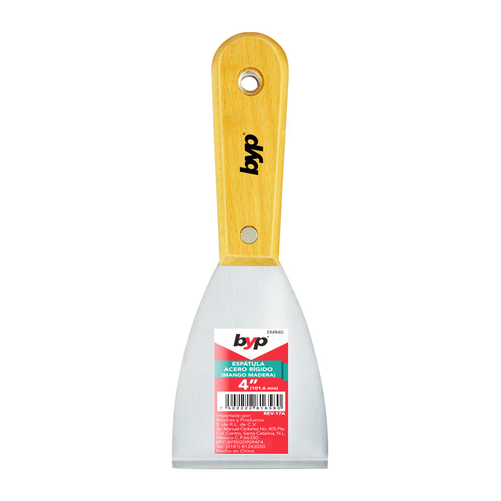 Espátula acero rigido con mango de madera - byp